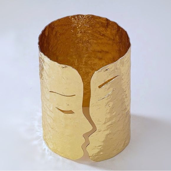 New Textured Abstract Artist Face Cuff Bracelet / Avant Garde Chunky Art - Picture 7 of 13